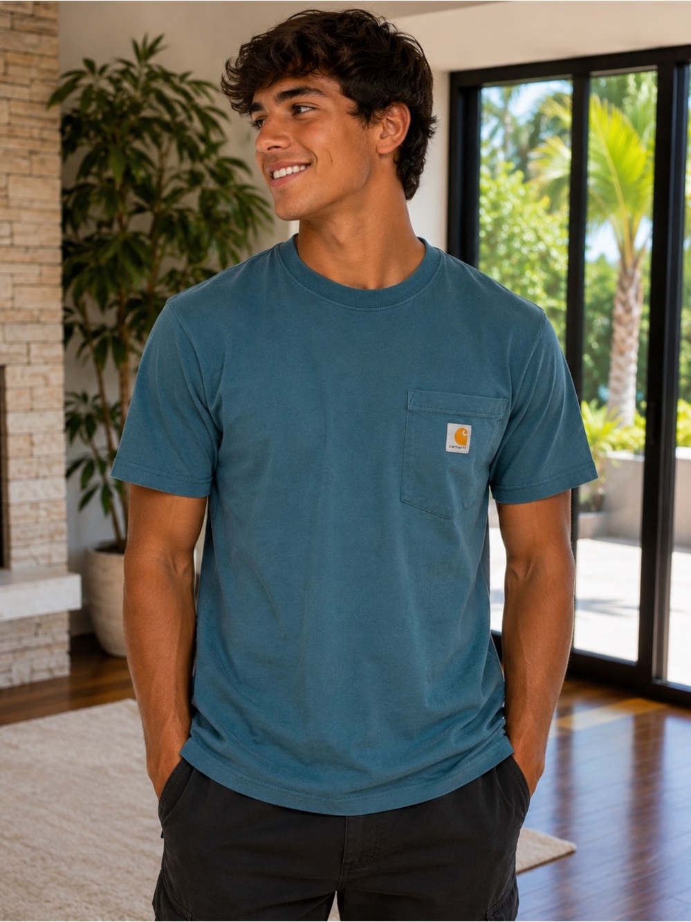 NWT Carhartt Loose Fit Heavyweight Pocket Tee Small Blue Workwear Shirt